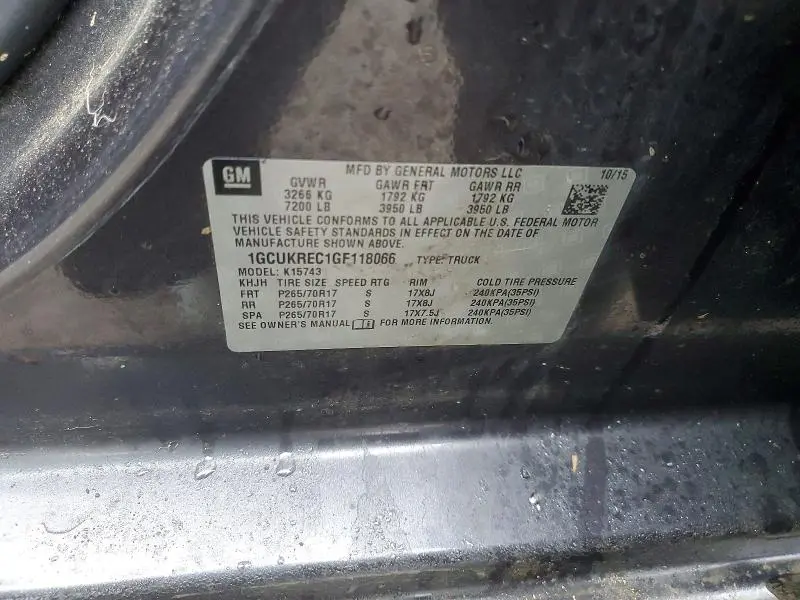 2016 CHEVROLET SILVERADO K1500 LT  