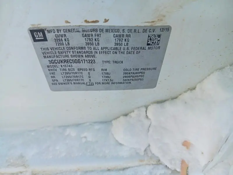 2016 CHEVROLET SILVERADO K1500 LT  