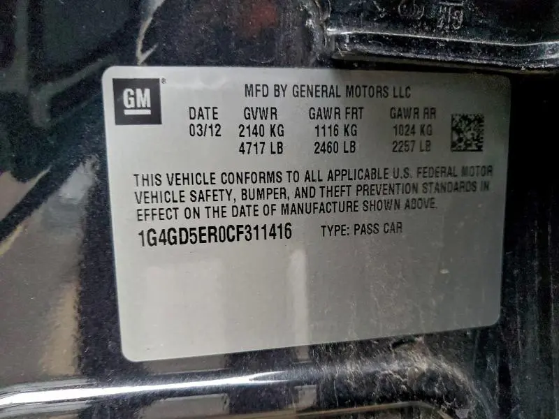 2012 BUICK LACROSSE PREMIUM  