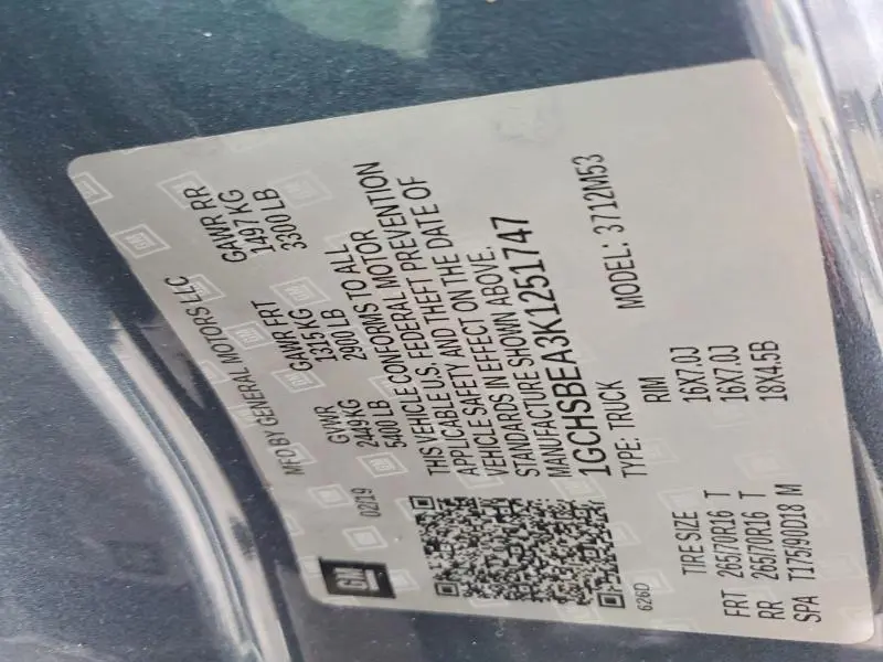 2019 CHEVROLET COLORADO   