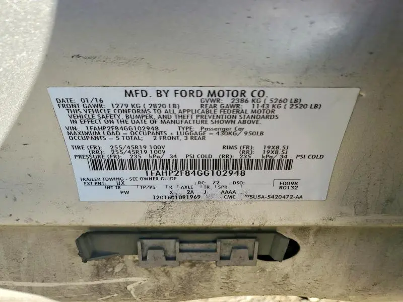 2016 FORD TAURUS LIMITED  