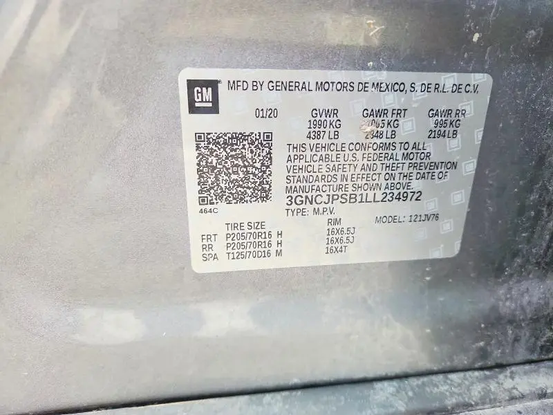 2020 CHEVROLET TRAX 1LT  