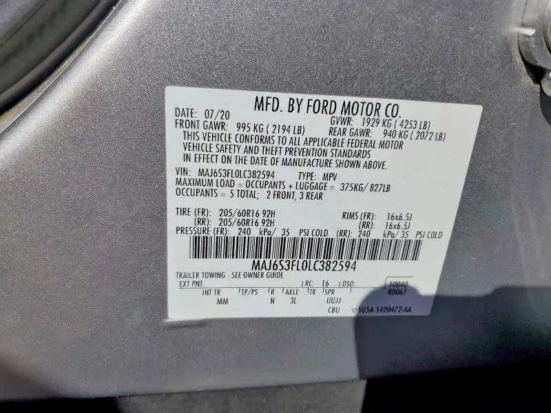 2020 FORD ECOSPORT S  
