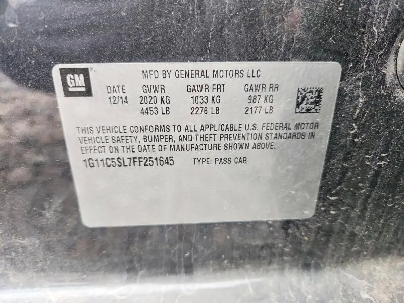 2015 CHEVROLET MALIBU 1LT  
