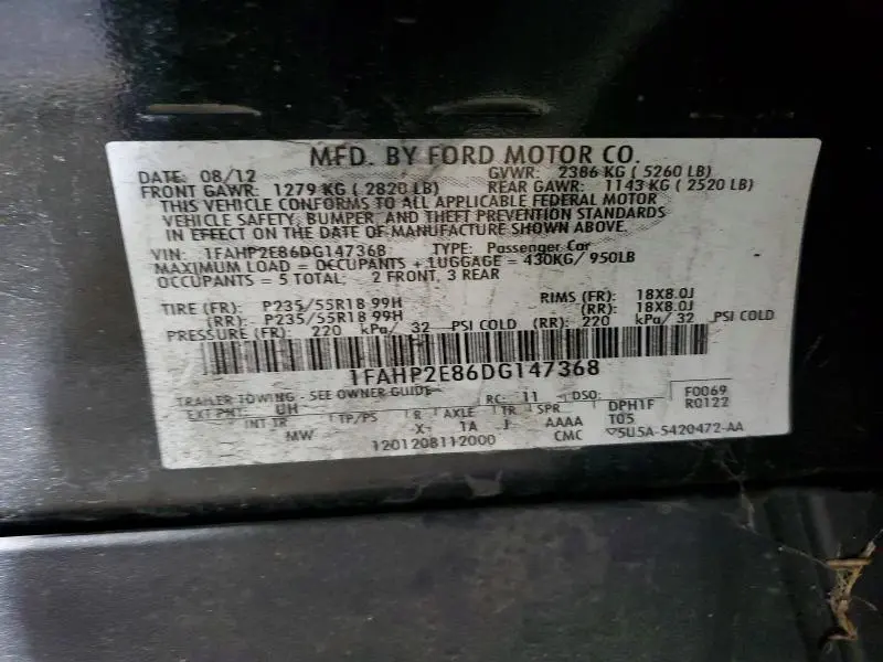 2013 FORD TAURUS SEL  