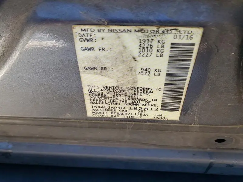 2016 NISSAN ALTIMA 2.5  