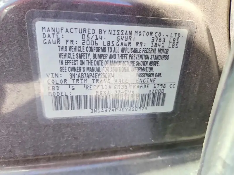 2014 NISSAN SENTRA SV  