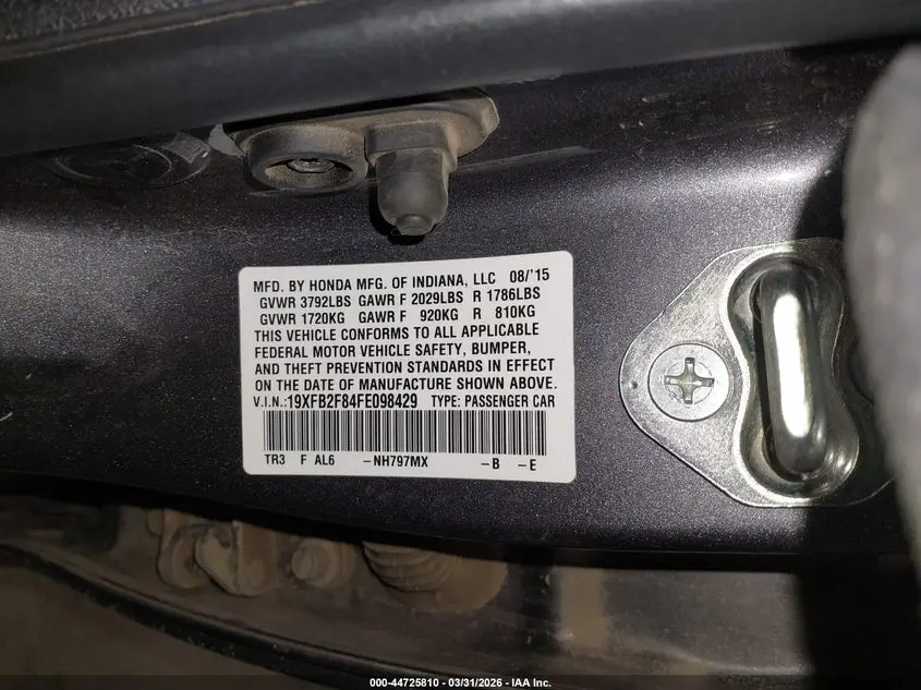 2015 HONDA CIVIC EX
