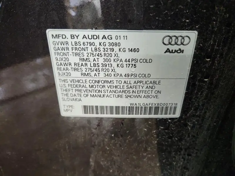 2011 AUDI Q7 PREMIUM PLUS  