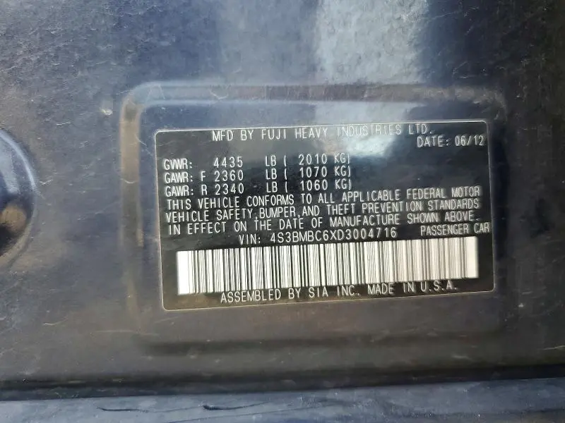 2013 SUBARU LEGACY 2.5I PREMIUM  