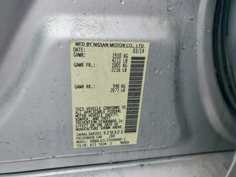 2014 NISSAN ALTIMA 2.5 SL  
