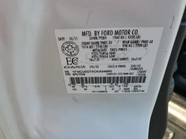 2012 FORD ESCAPE XLT  