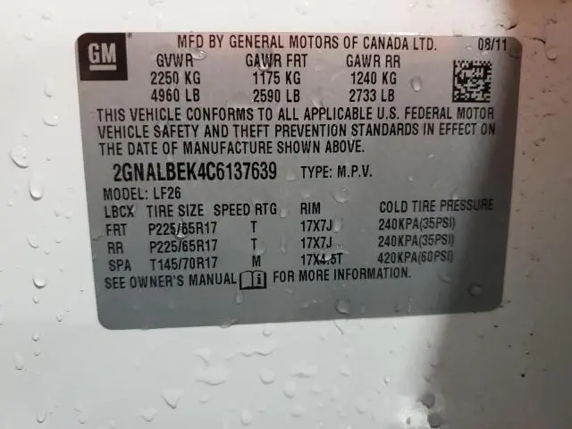 2012 CHEVROLET EQUINOX LS  