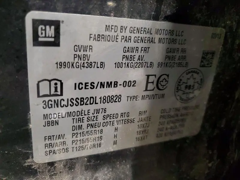 2013 CHEVROLET TRAX LTZ  