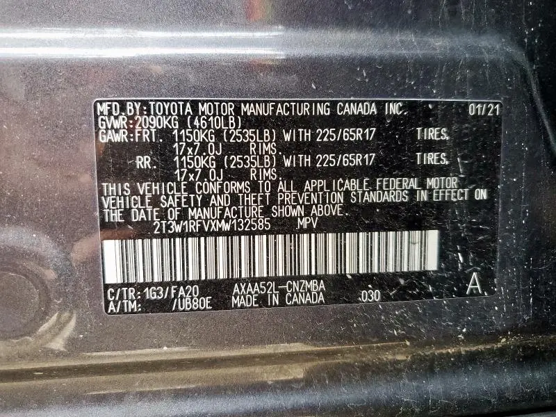 2021 TOYOTA RAV4 XLE  