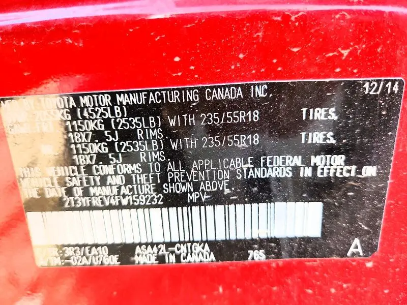 2015 TOYOTA RAV4 LIMITED  