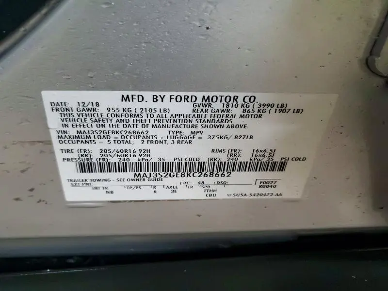 2019 FORD ECOSPORT SE  