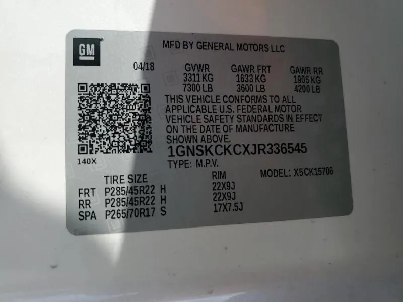 2018 CHEVROLET TAHOE K1500 PREMIER  