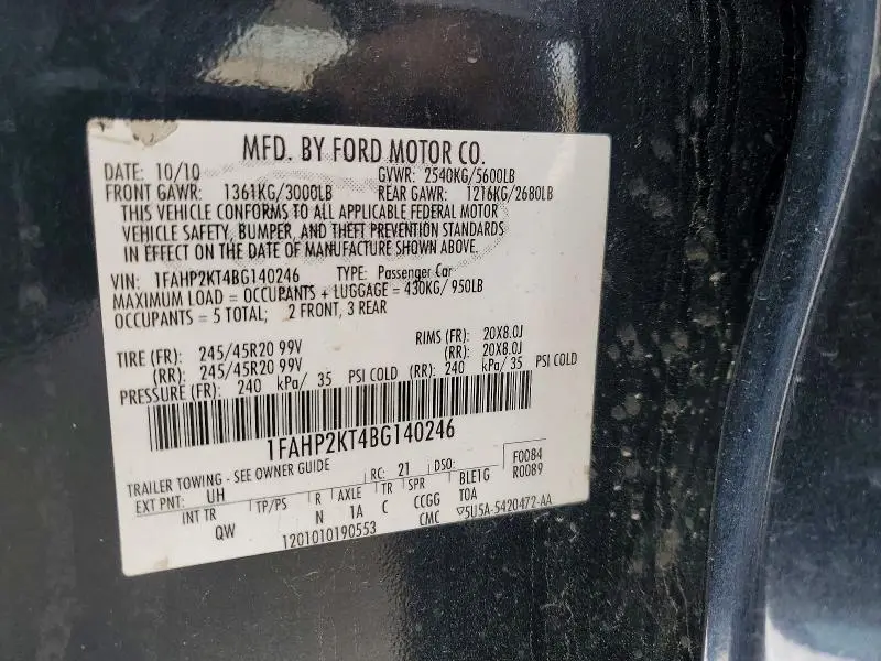 2011 FORD TAURUS SHO  