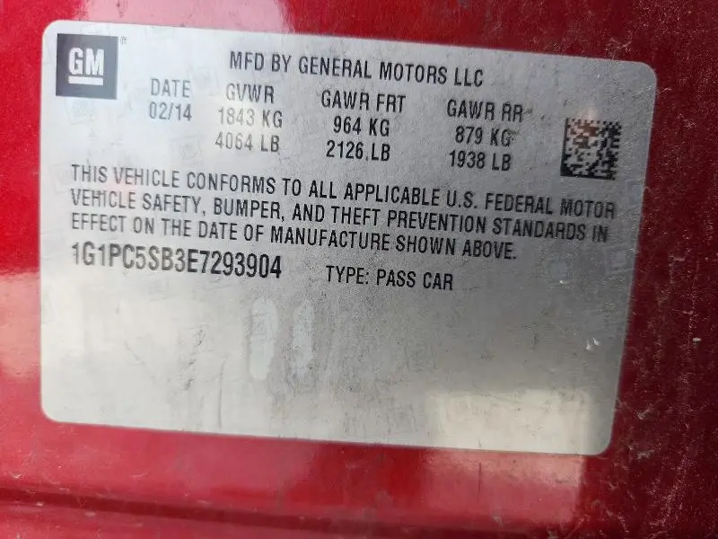 2014 CHEVROLET CRUZE LT  