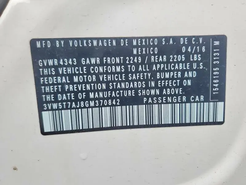 2016 VOLKSWAGEN JETTA GLI  