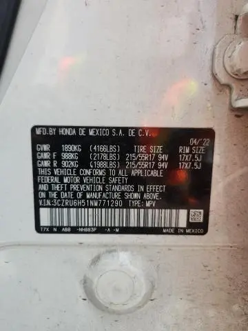 2022 HONDA HR-V EX  