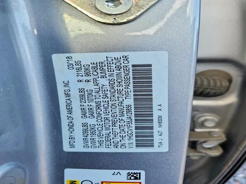 2018 HONDA ACCORD EXL  