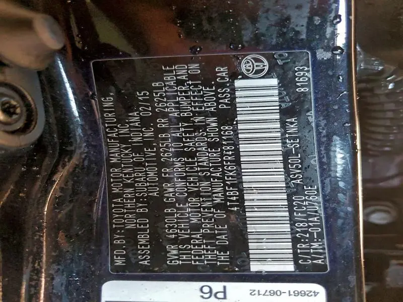 2015 TOYOTA CAMRY LE  