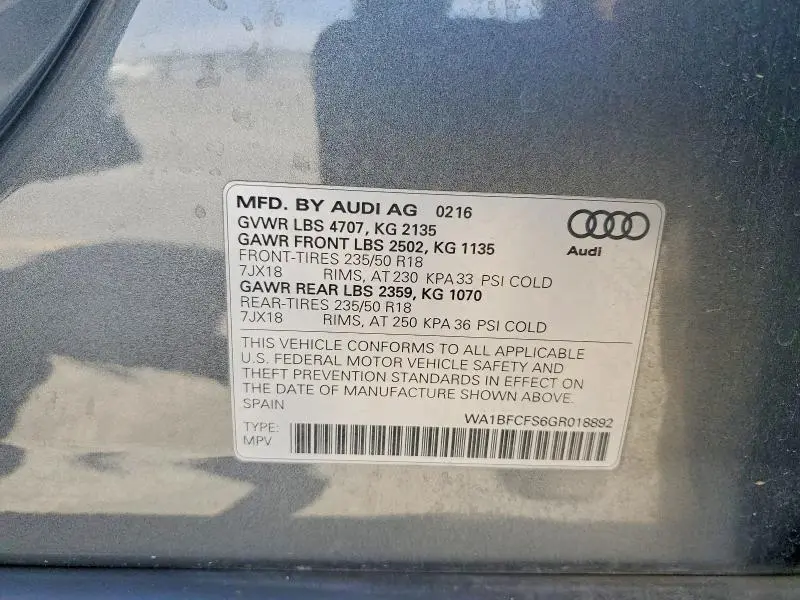 2016 AUDI Q3   