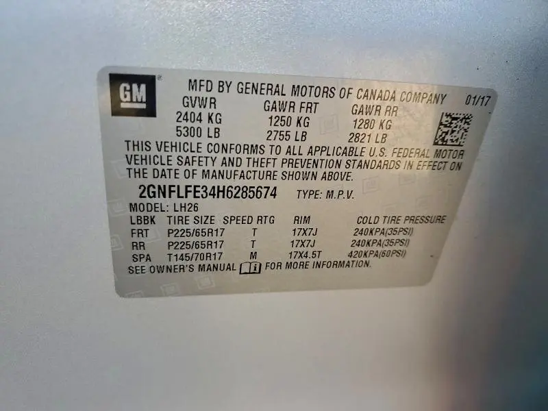 2017 CHEVROLET EQUINOX LT  