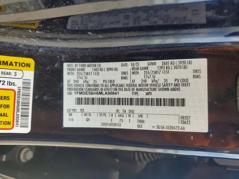 2021 FORD BRONCO BASE  
