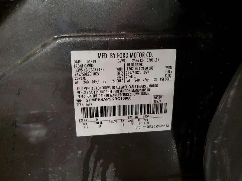 2019 FORD EDGE ST  