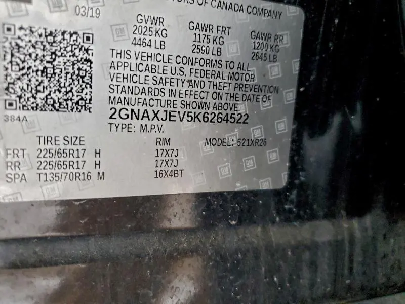 2019 CHEVROLET EQUINOX LT  