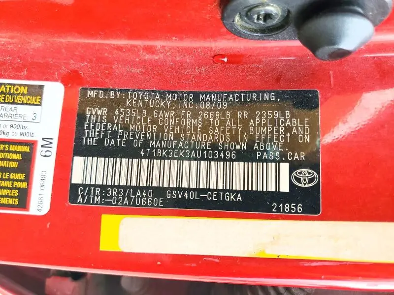2010 TOYOTA CAMRY XLE V6  