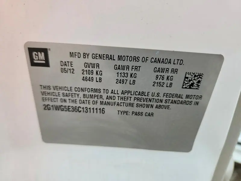2012 CHEVROLET IMPALA LT  