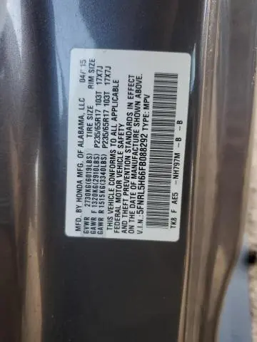 2015 HONDA ODYSSEY EXL  