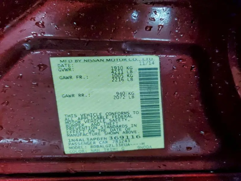 2015 NISSAN ALTIMA 2.5  