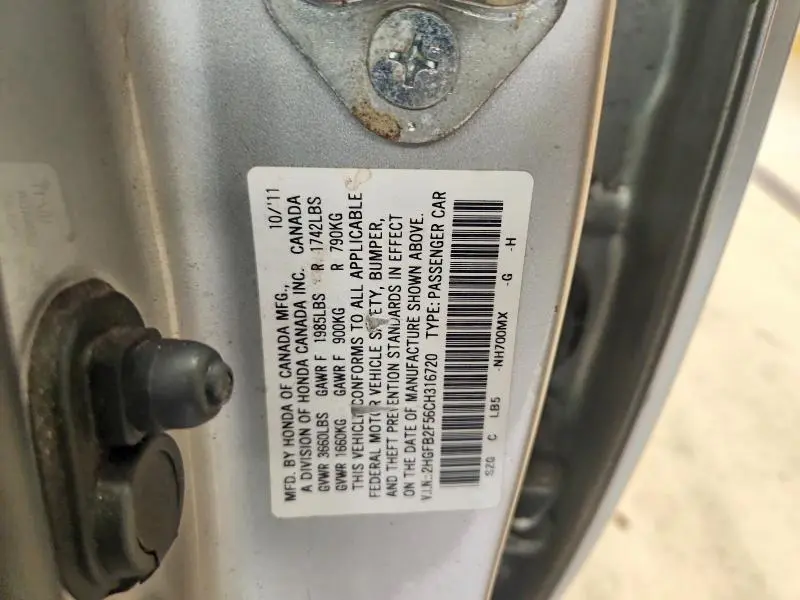 2012 HONDA CIVIC LX  