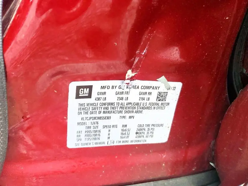 2022 CHEVROLET TRAX 1LT  