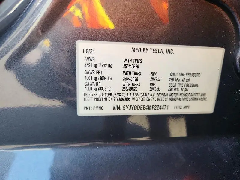 2021 TESLA MODEL Y   