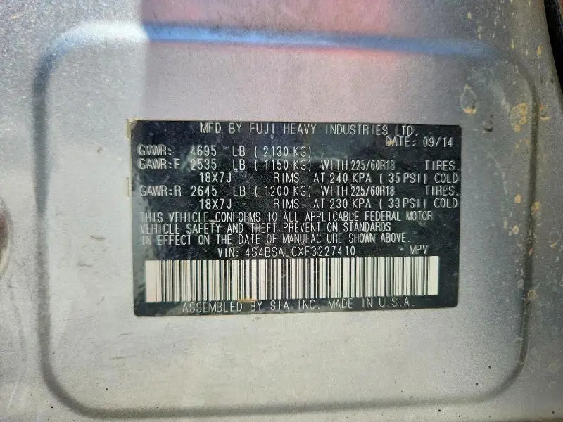 2015 SUBARU OUTBACK 2.5I LIMITED  