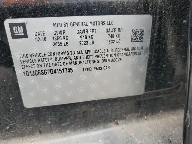 2016 CHEVROLET SONIC LT  