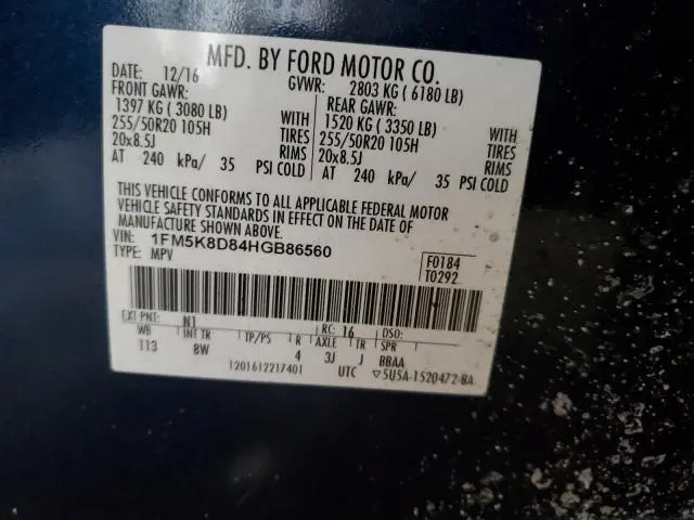 2017 FORD EXPLORER XLT  