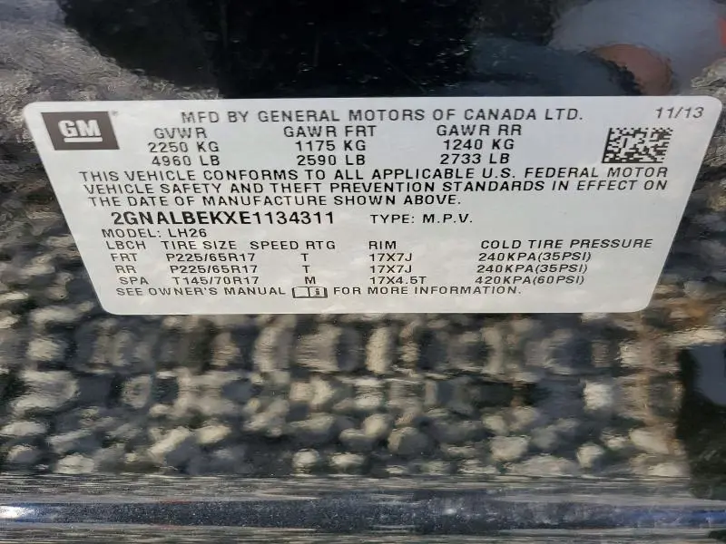 2014 CHEVROLET EQUINOX LT  