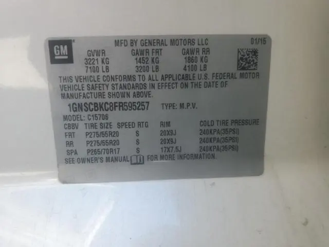 2015 CHEVROLET TAHOE C1500 LT  