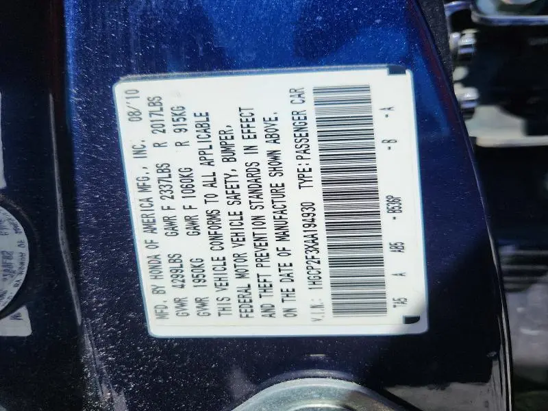 2010 HONDA ACCORD LX  
