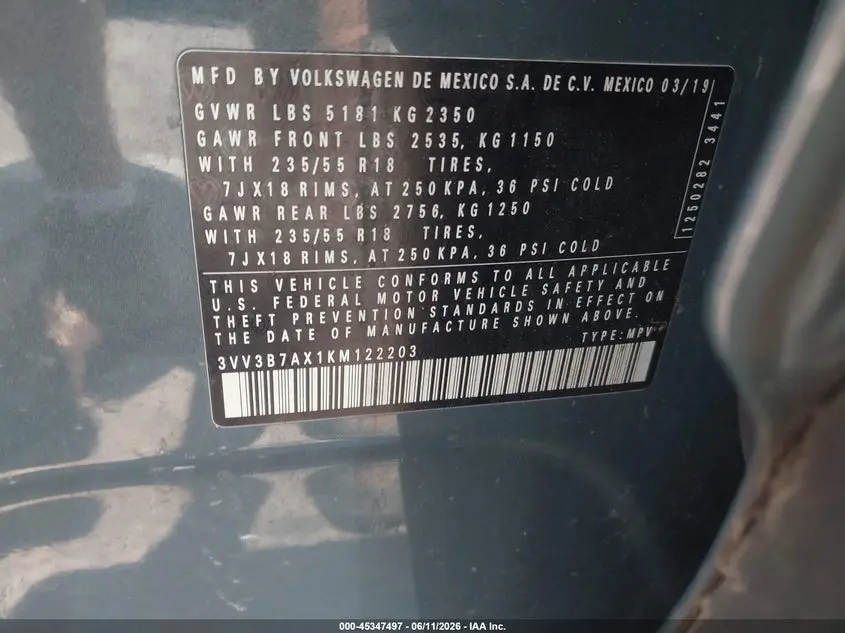 2019 VOLKSWAGEN TIGUAN 2.0T SE/2.0T SEL/2.0T SEL R-LINE/2.0T SEL R-LINE BLACK