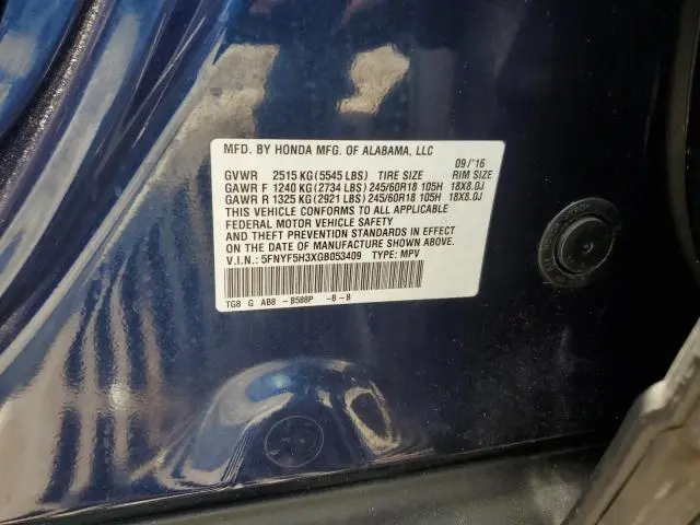 2016 HONDA PILOT EX  