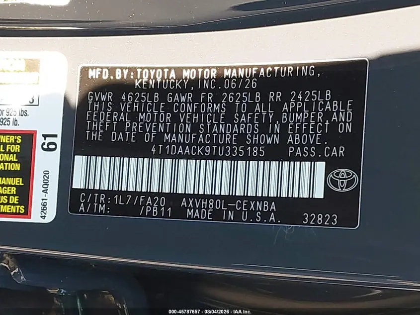 2026 TOYOTA CAMRY LE