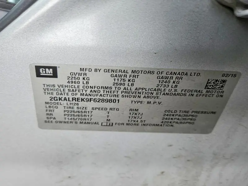 2015 GMC TERRAIN SLE  